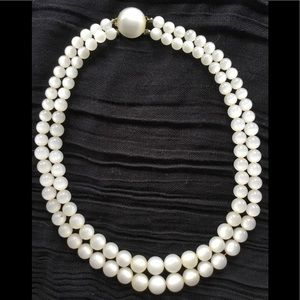 Vintage  Opal Lucite Bead Necklace by Reikleui